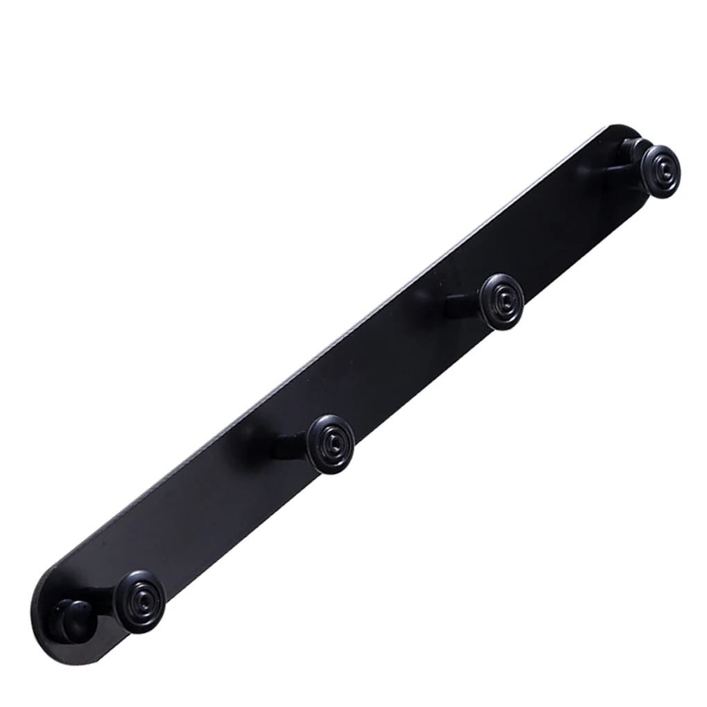 

Home Coat Hook Aluminum Alloy Wall Mounted Towel Key Hook Rail Rack with Black Finish - 3 Hooks