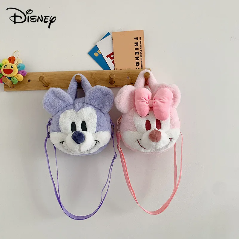 

New Disney Mickey Mouse Plush Bag Girl Cartoon Messenger Bag Mickey Minnie Handbag Sweet Girl Plush Doll Doll Children Toys