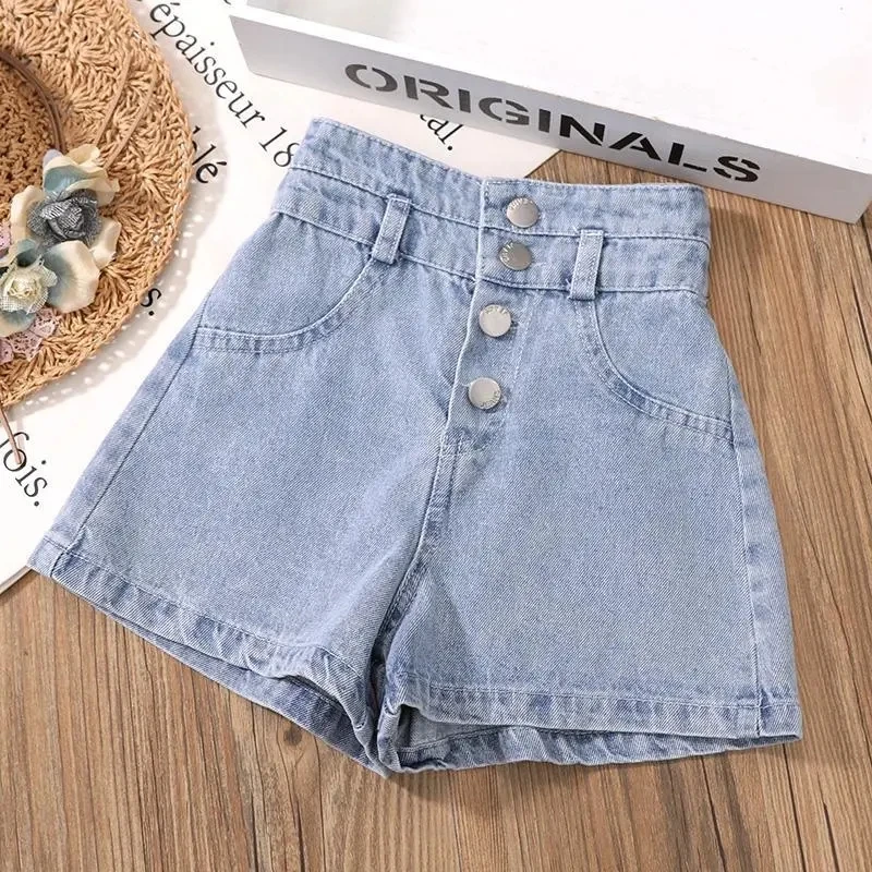 

Girls High Waist Shorts Summer Female Baby Jeans Middle Children Big Children's Denim Shorts Casual Style Children's Clothing