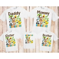 safari jungle family matching tshirt birthday boy party clothes personalized funny zoo pandamonkeylion print t shirt