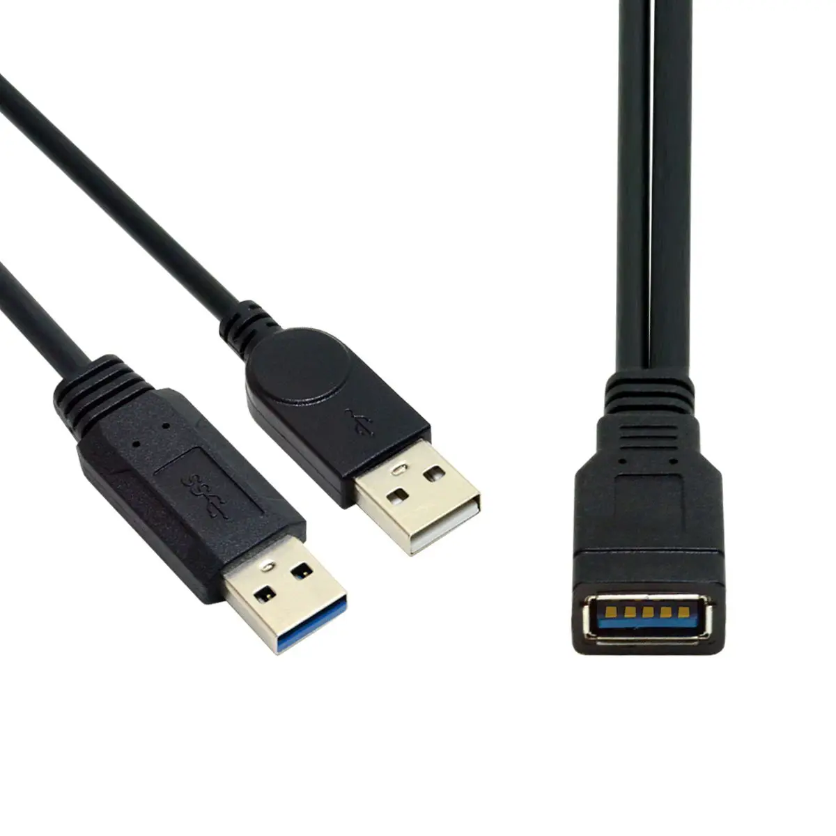 

Chenyang-Cable CY Black USB 3.0 Female to Dual USB Male Extra Power Data Y Extension Cable for 2.5" Mobile Hard Disk