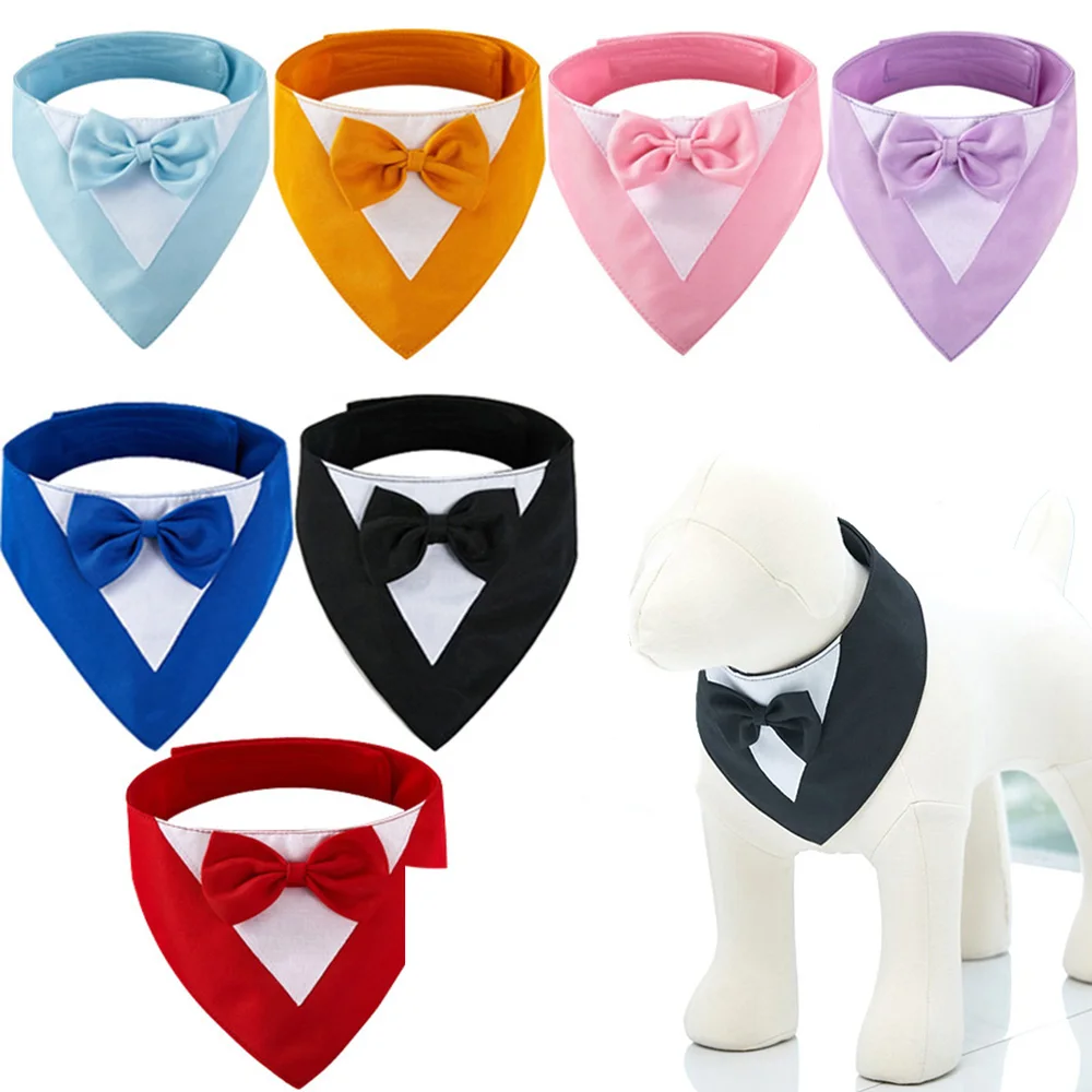 

Adjustable Formal Pet Dog Wedding Suit Gentleman Scarf Bow Tie Collar Dog Bandana Towel Saliva Towel Cat Decoration Accessories