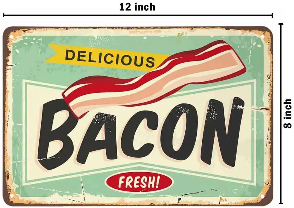Жестяные знаки AOYEGO с беконом винтажные металлические жестяные изображением