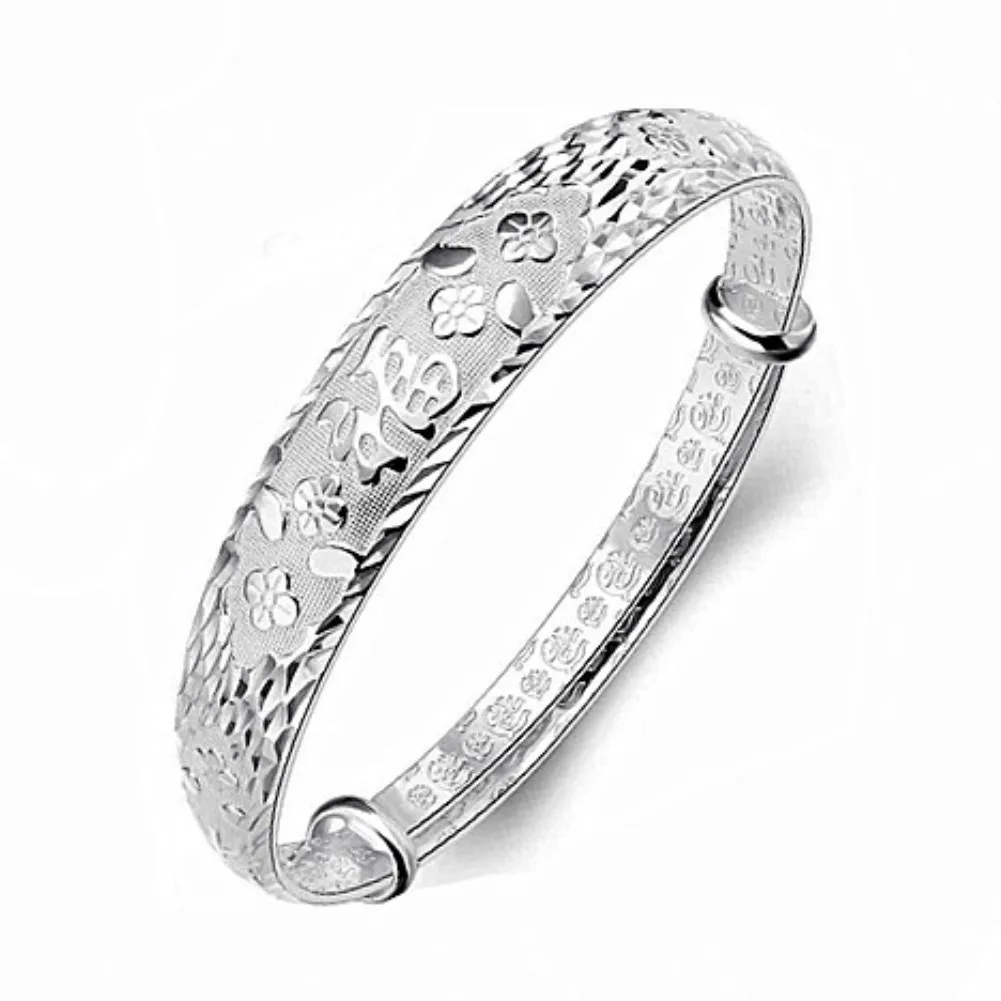 

Hot Sale New Auspicious Flower Fu word Bracelet National Wind Fushou Silver Bracelet Women's Hand Jewelry High-end Jewelry