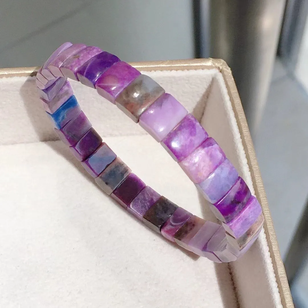 

Натуральный браслет Sugilite, ювелирные изделия для женщин, женщин, мужчин, подарок на удачу, красивые кристаллы 8x6 мм, бусины, камень, редкий дра...