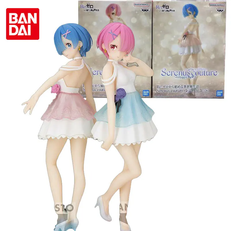 

Banpresto Original Re:Life In A Different World From Zero Ram Rem Casual Dress Anime Action Figures Toys for Boys Girls Kid Gift
