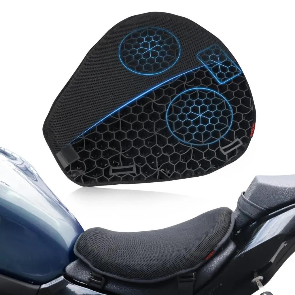 

Motorcycle Seat Cushion Gel Foldable Seat Pad Universal Motorcycle Gel Seat Pad With Cover Motorcycle Seat Cover For Seat Black