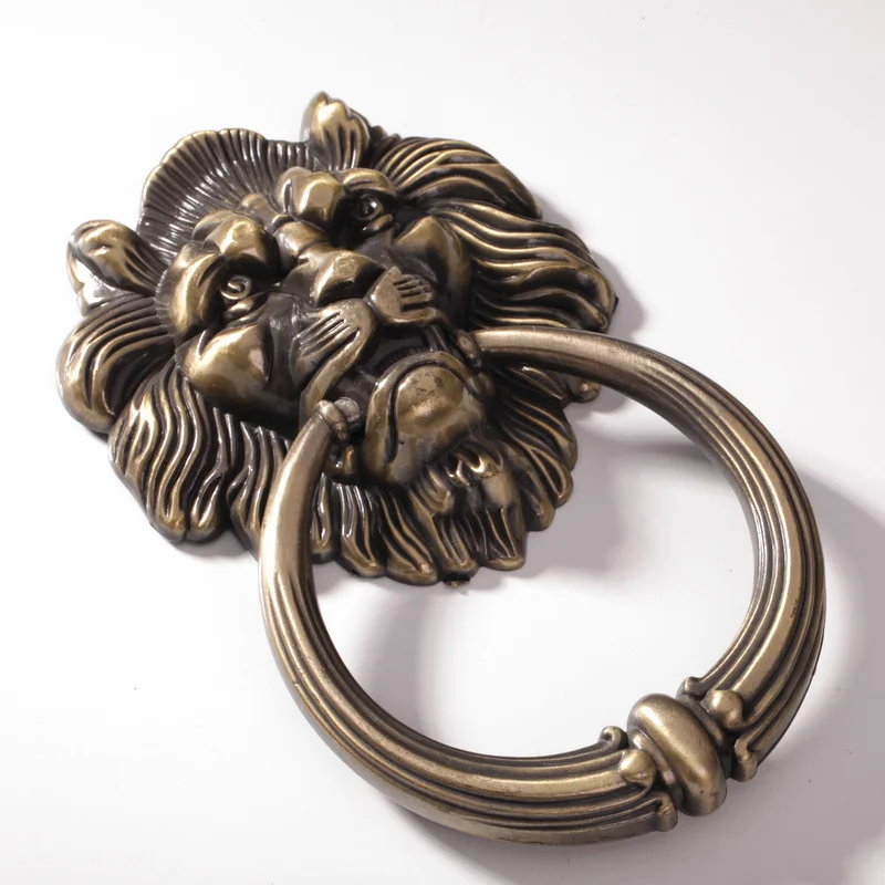 

Chinese antique door knocker Bronze handle Beast head Big lion head Gate Neoclassical knocker Zinc alloy Ming and Qing dynasties