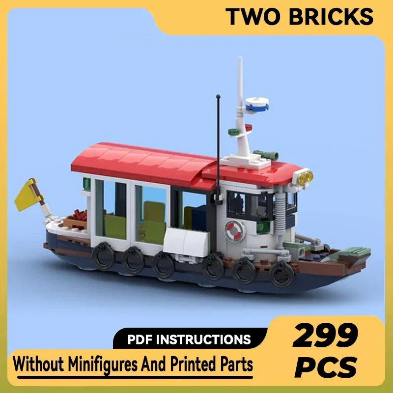Фото Техническая модель корабля Moc Bricks, маленькая почтовая лодка, модульные строительные блоки, подарки, игрушки для детей, наборы «сделай сам», сборка модели №1