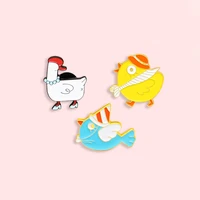 creative cartoon animal enamel pin fashion chicken duck fish brooch shirt denim suit badge wild clothing accessories