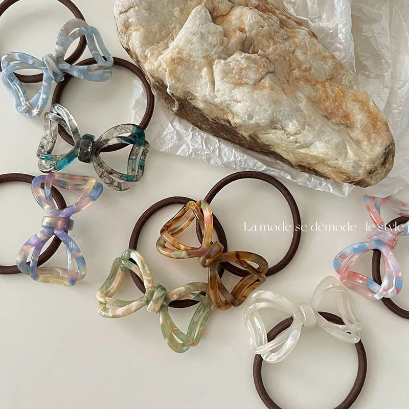 

Korean version new pattern and color delicate hair accessories acetic acid bow head rope hair ring niche ponytail hair rope