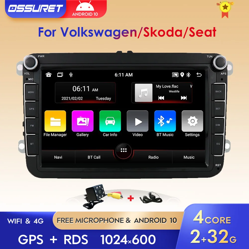 

Автомагнитола 2 Din, Android 10, GPS, мультимедиа для Passat B6, Polo, Volkswagen, Skoda Octavia, Golf 5, 6, Touran, Tiguan, Jetta, Yeti, RDS, SWC