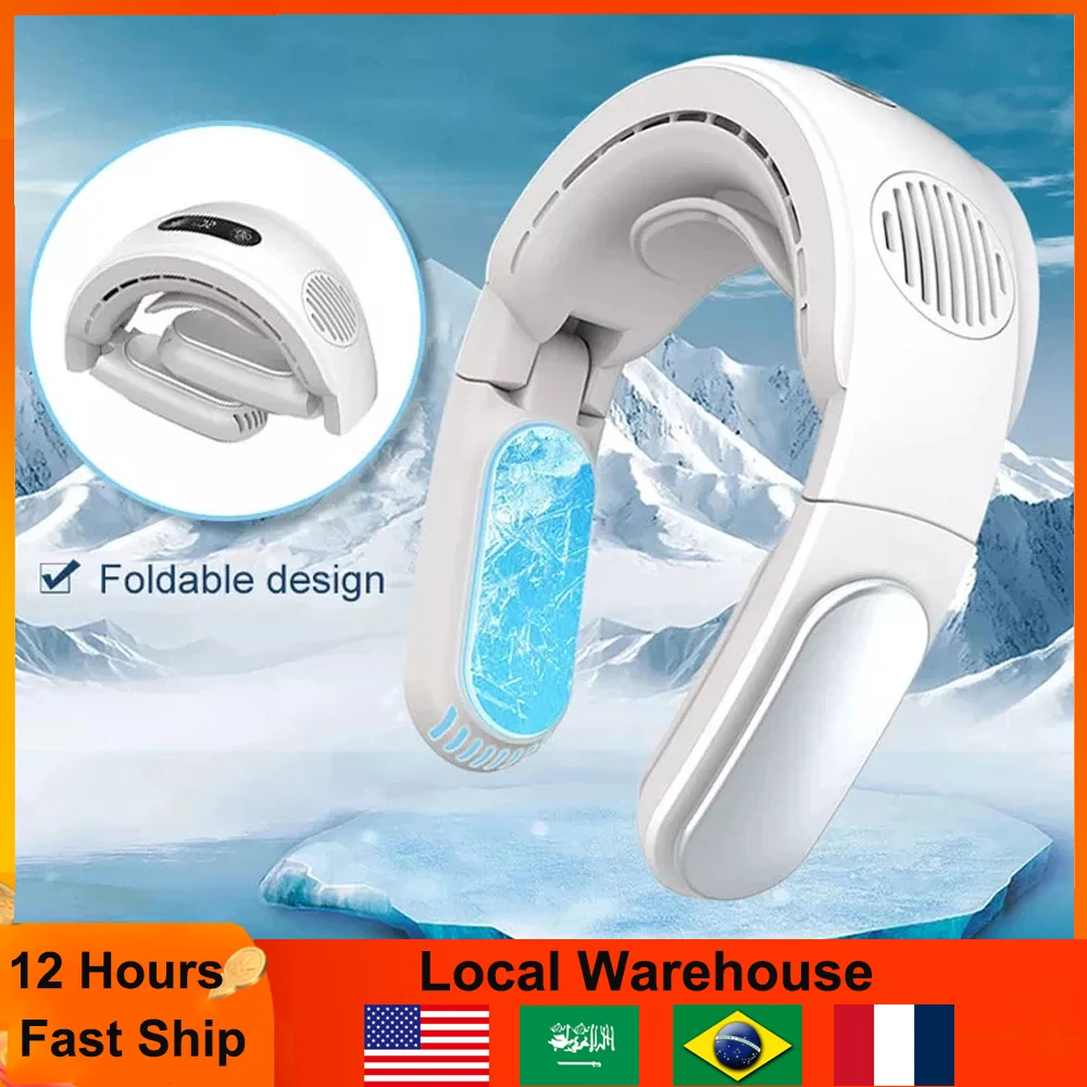 

Portable Neck Fan Rechargeable Wireless Fan Foldable Neck Cooling Fan with 5000mAh Battery Summer Outdoor USB Bladeless Fan