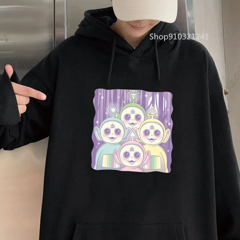 Толстовка женская с капюшоном милые топы принтом Teletubbies свободная уличная одежда