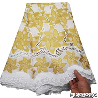 high quality cotton lace 2022 dubai african lace fabric swiss lace fabric 5 yards swiss voile lace for dress ml52r226