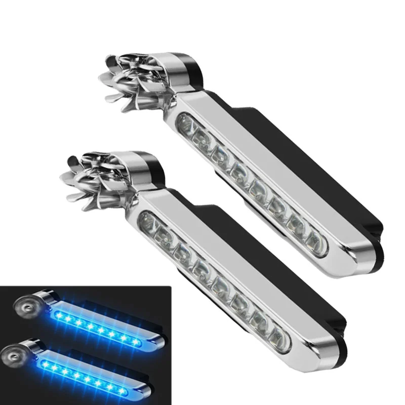 

Car LED DayTime Lighting Headlight White/blue Light Wind Powered 8 LED Rotation Fan Led Lights for Car