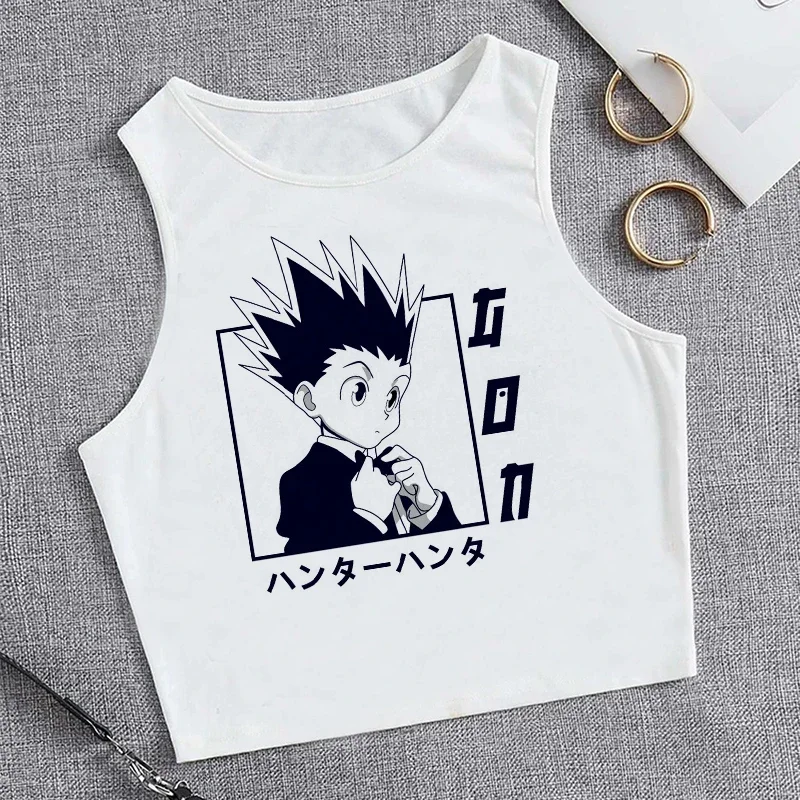 Укороченный топ футболка Hunter X майка укороченный в стиле Харадзюку мультяшная