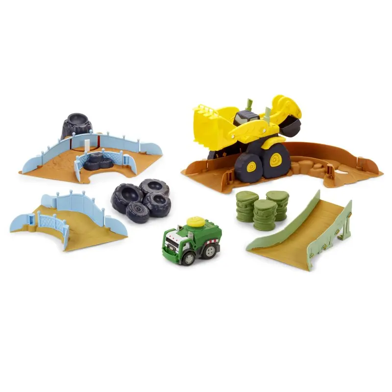 

Slammin' Racers Scrapyard Derby Track Playset w/ Exclusive Toy Car Vehicle, 8 Pieces, with 15' Racing Distance Per Slam, For Kid