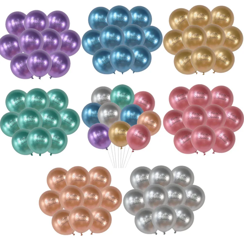 10/20Pcs 12Inch Metal Birth Day Balloons Latex Air Globos Happy Birthday Party Decorations Baby Shower Supplies Kids Toys Gifts