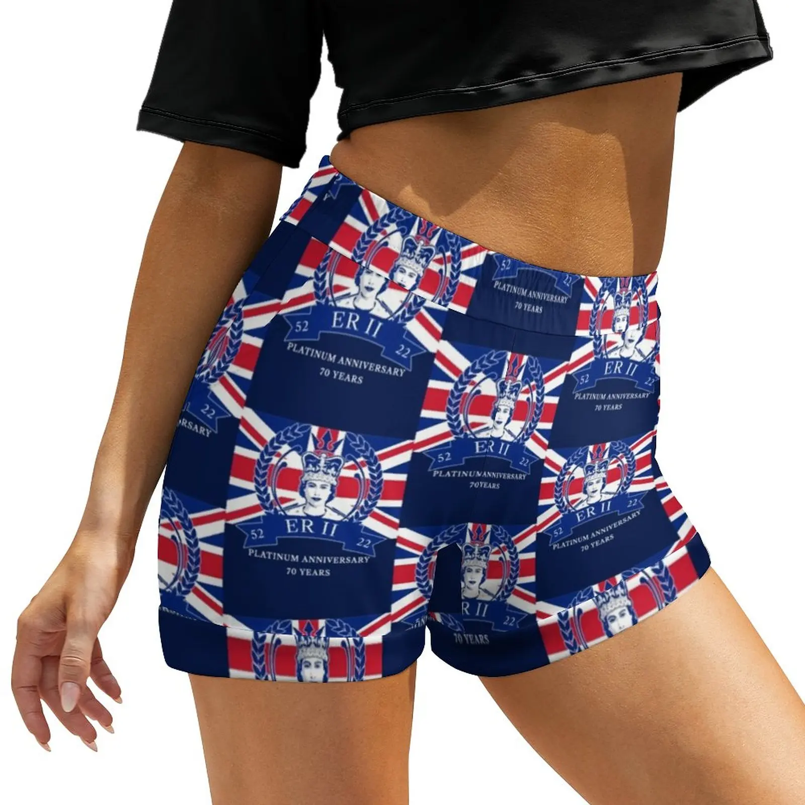 Queen Elizabeth II Shorts Elastic Waist Kawaii Shorts Streetwear Oversized Short Pants Summer Pattern Bottoms