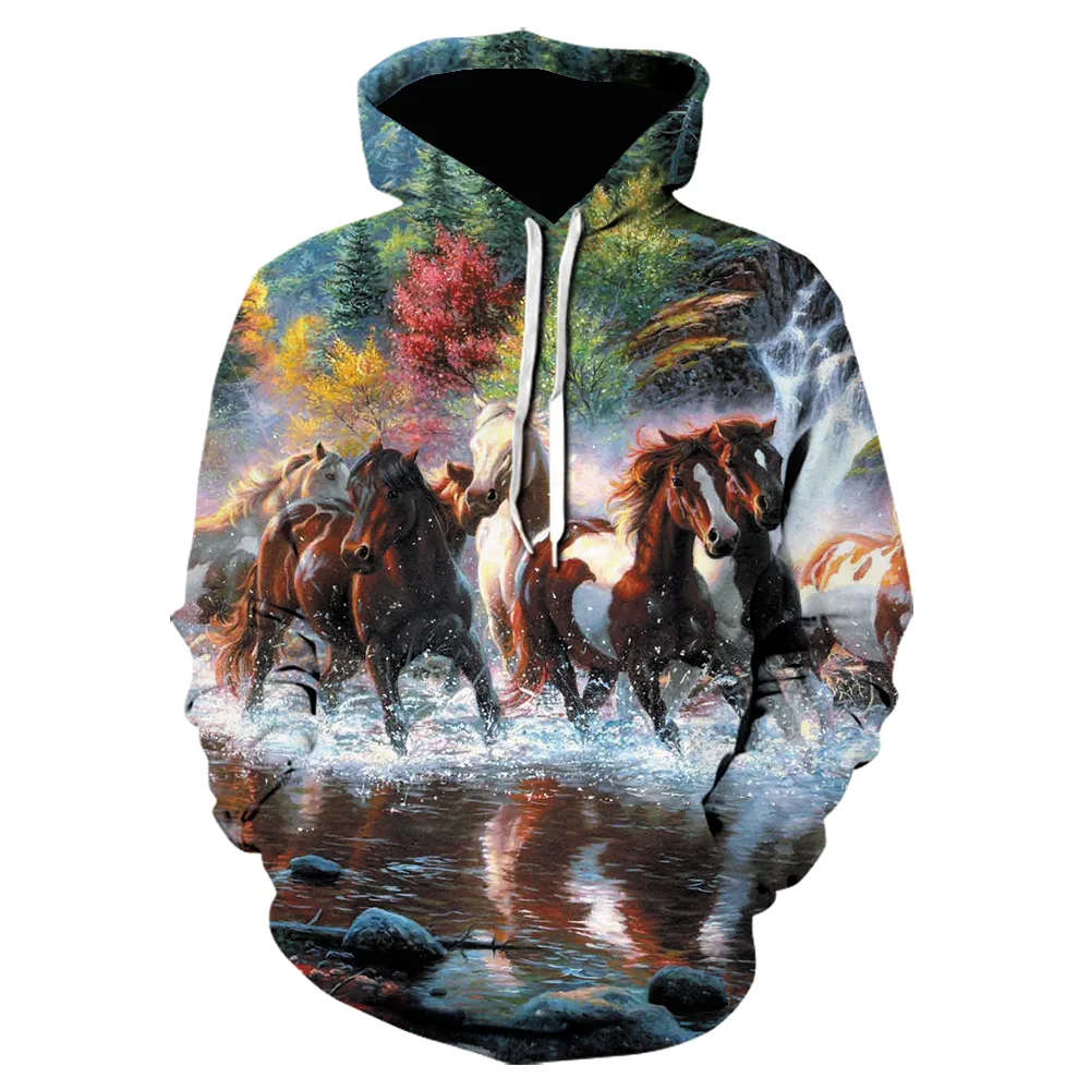 Hot Sale Animal pattern horse 3D kids Hoodies sweatshirts Colorful Print Man Woman streetwear Funny Tops plus size hoodies