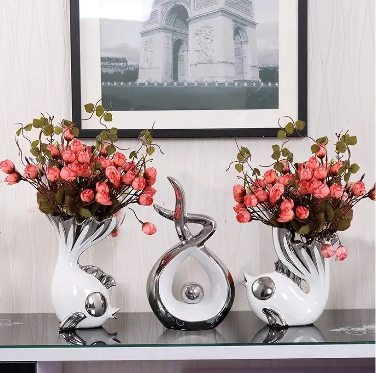 

Европейская керамическая ваза для рыб на удачу, украшения, Цветочная композиция, домашняя гостиная, настольные статуэтки, украшения для офиса, поделки