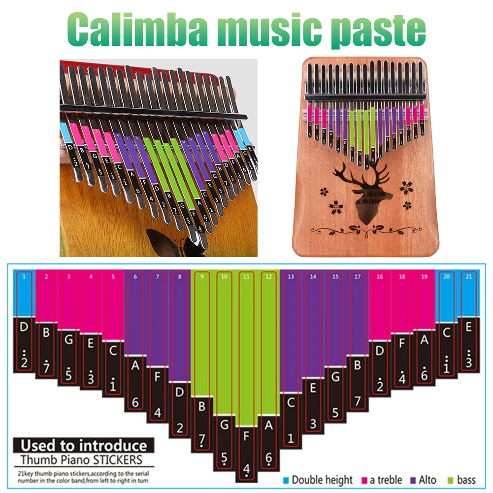 

Kalimba Sticker 21-key Thumb Piano Decal Kalimba Scale Logo Stickers Musical Instrument Accessories for Beginner Learner