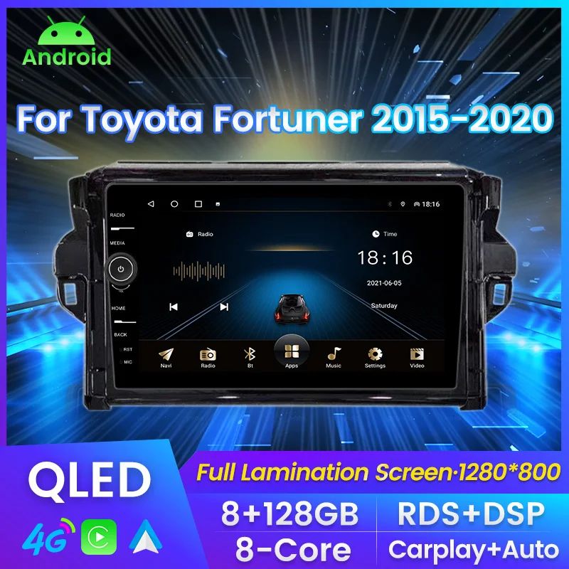 

MLOVELIN 8-ядерный Android 11 8G + 128G для Toyota Fortuner 2015-2020 QLED Carplay Автомобильный мультимедийный GPS-навигатор плеер 4G WiFi