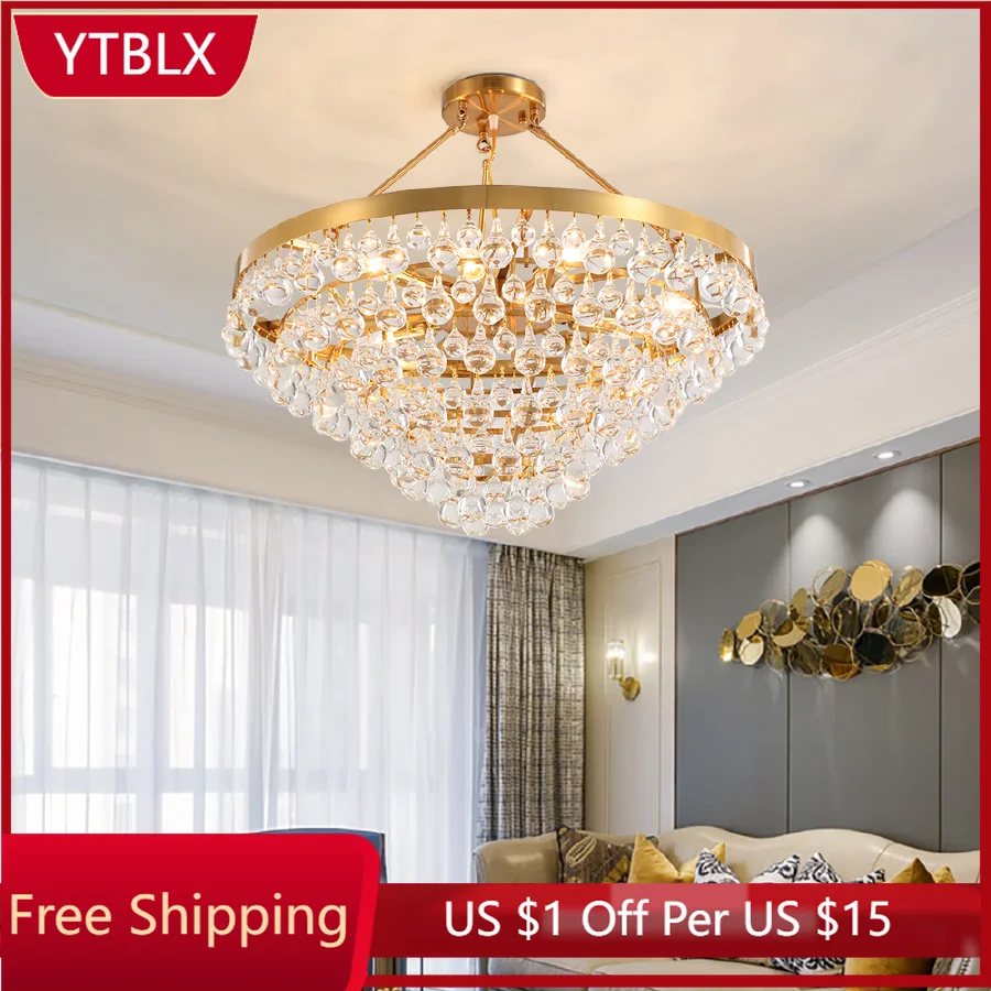 

Water Droplet Crystal Chandelier Home Living Dining Room Lustre Modern Gold Black Led Lamp Round Oval Light Luxury Pendant Light