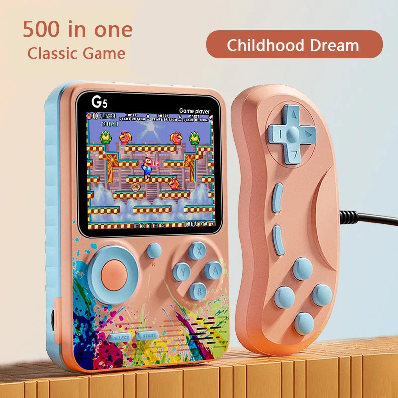 Mini consola portátil de 500 juegos para niños, consola Retro portátil con pantalla LCD de 3,5 pulgadas, máquina de tarjeta para estudiantes a Color, dos funciones
