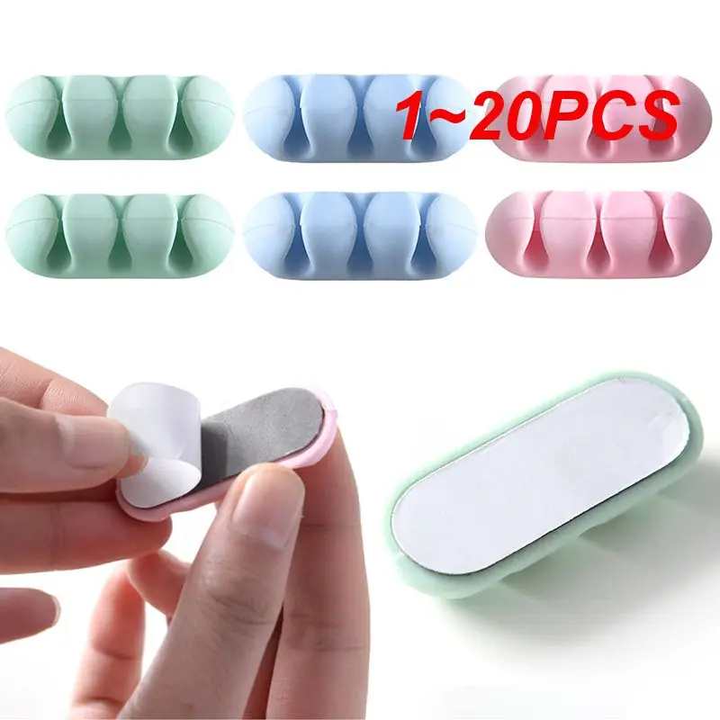 

1~20PCS Silicone Cable Winder Self-adhesive Cord Holders Desktop Wire Organizer Cord Clips Charger Cord Holder For Desk Car Home