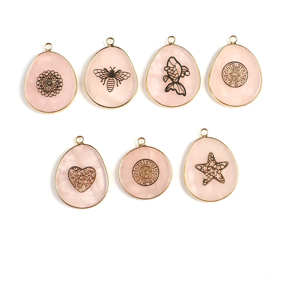 

Подвеска Из Натурального Розового Кварца, искусственное покрытие 18K, золотой камень, подвеска для самостоятельного изготовления ювелирных изделий, ожерелий, аксессуаров