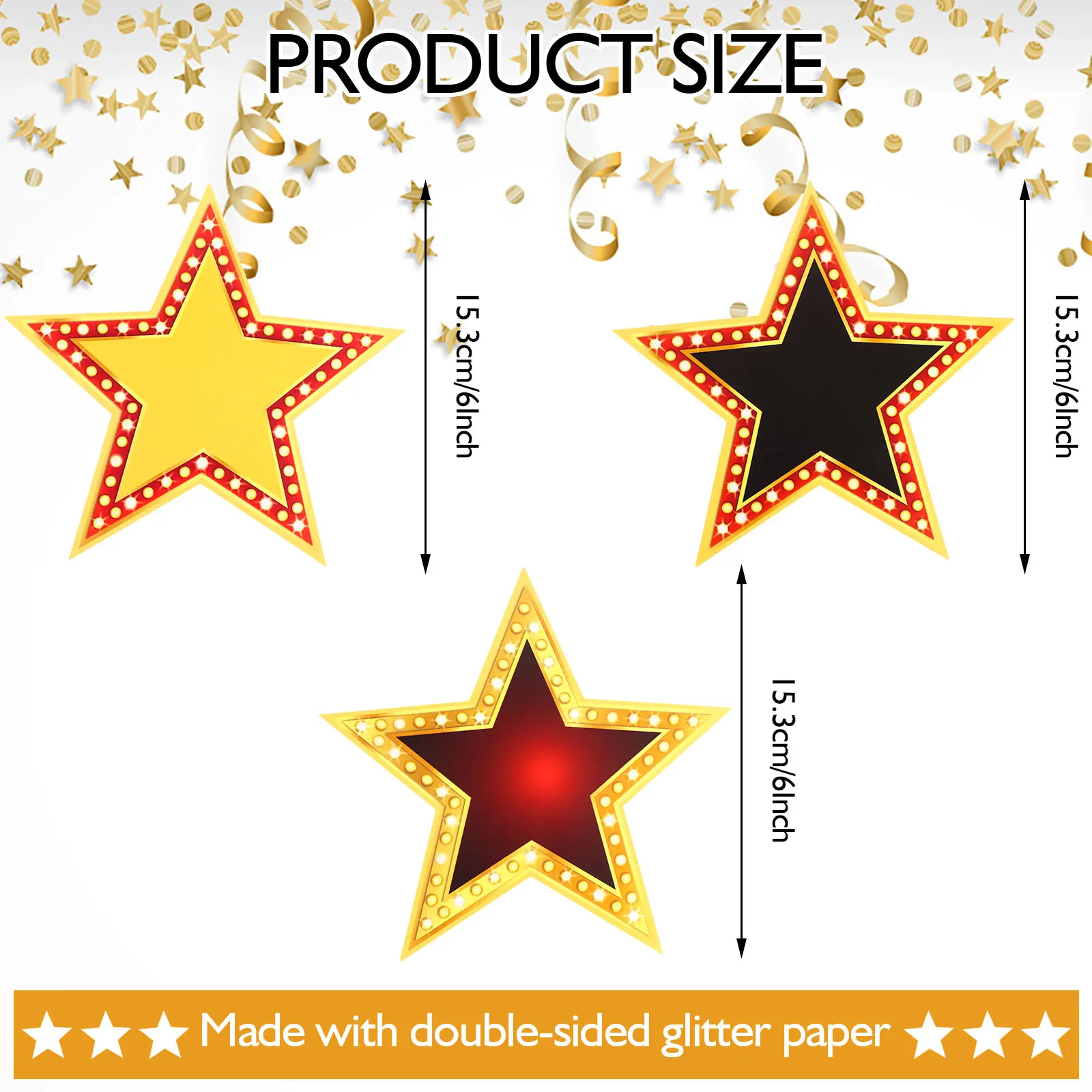 

180Pcs 6 Inch Star Cardboard Star Cutouts Confetti Cutouts for Party