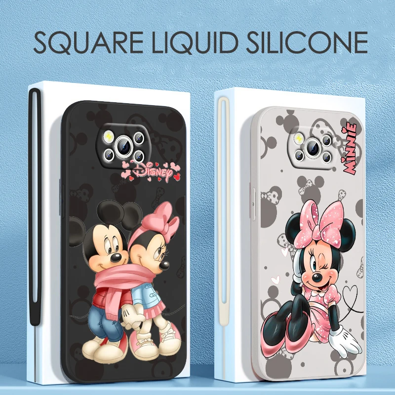 

Disney Minnie Cool For Xiaomi POCO C50 C40 X4 M5S F4 M4 X3 F3 M3 C3 Pro GT NFC 4G 5G Liquid Rope Silicone Phone Case