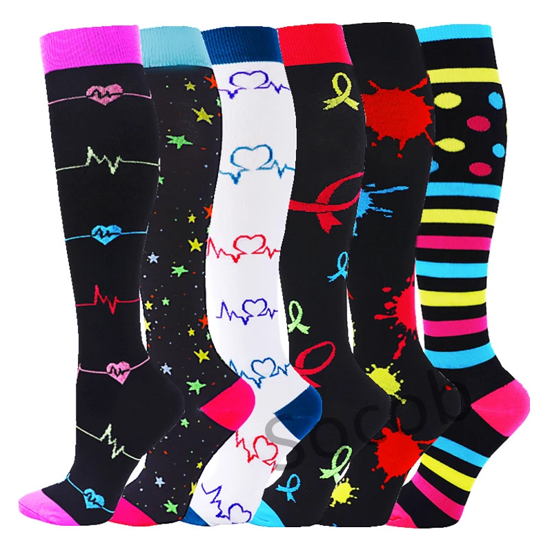

3/6/7 Pairs/Pack Compression Socks Women Men Knee High Edema Anti Fatigue Diabetes Varicose Veins Running Sports Stocking