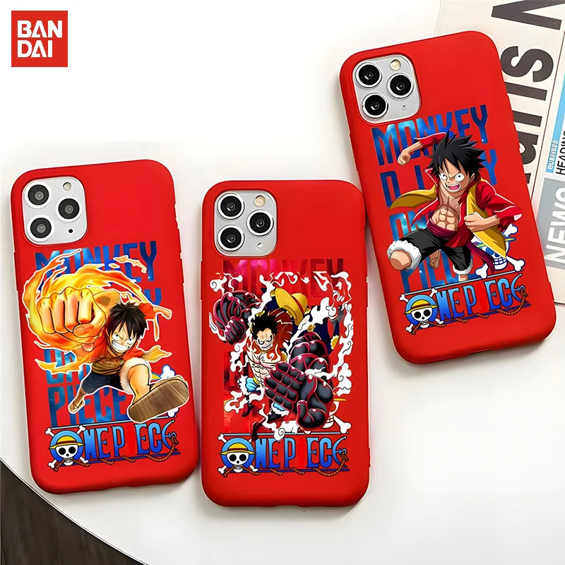 

Bandai One Piece Luffy Zoro Phone Case Red For IPhone 11 12 Pro Max Mini Soft Candy Cover XR XS X 6 6S 7 8 Plus Cases Luxury