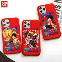 bandai one piece luffy zoro phone case red for iphone 11 12 pro max mini soft candy cover xr xs x 6 6s 7 8 plus cases luxury