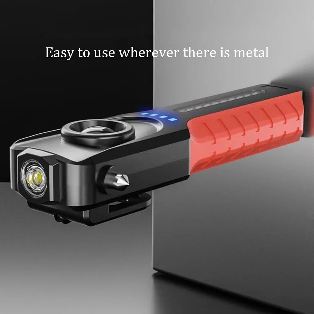 

USB Super Bright LED Flashlight with Safety Hammer Side Light Repairing Adventure Lighting Floodlight Emergency Supplies