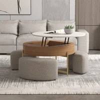 Hot Sale Round Marble Lift Top Coffee Table Nesting Tables With Ottoman Storage