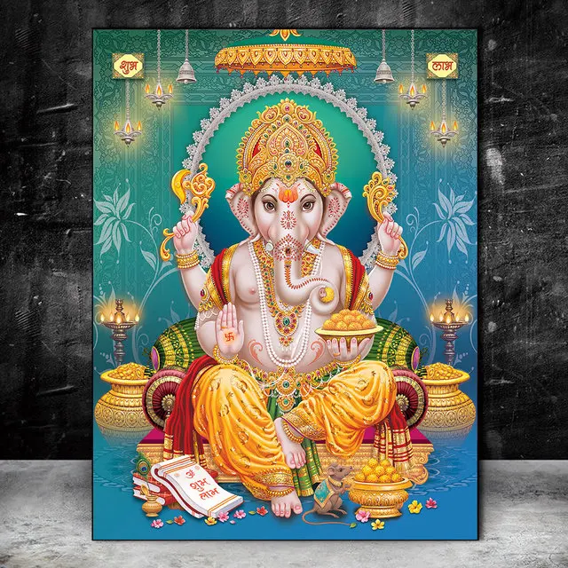 Постеры золотого цвета в виде храма Ганеша индийские индуистские постеры слон