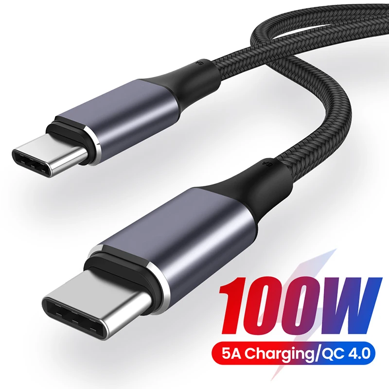 

100W PD to USB C Cable Right Angle Wire for Macbook Mobile Phone 5A Fast Quick Charging Cord 90 Degree Cabel