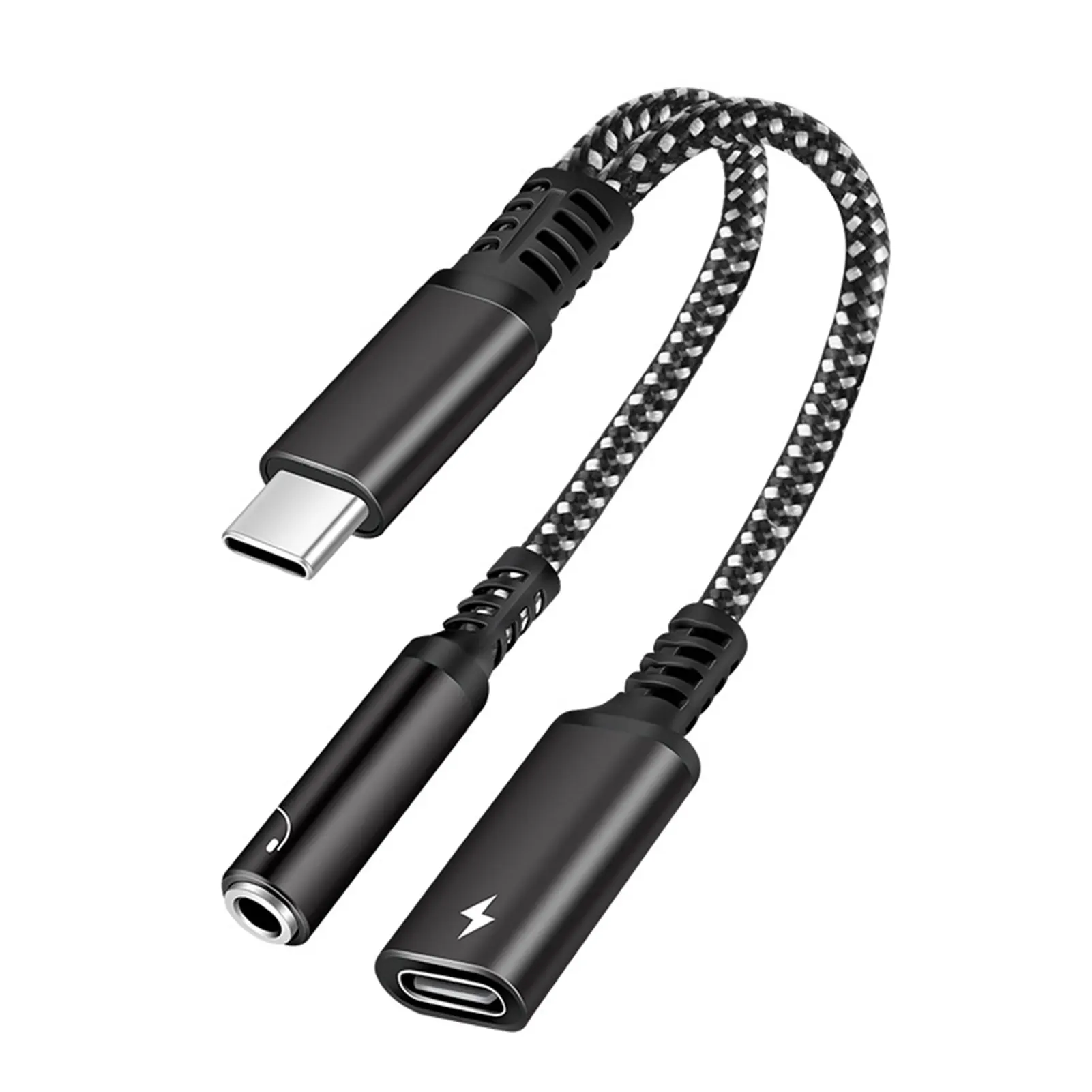 

2 In 1 Cable Converter HIFI Music Aux Universal Smartphones USB Type C Plug And Play 3.5mm Headphone Jack Audio Adapter Portable