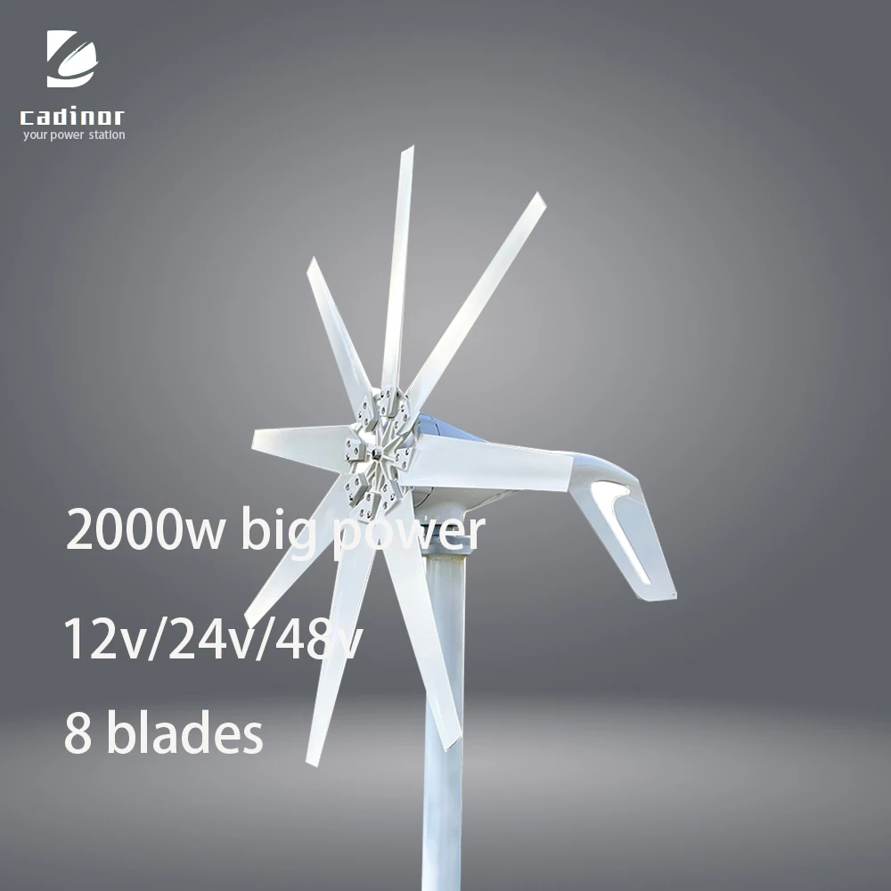 

China Factory 2000W Wind Turbine Generator Home Use 48v 8 Blades Low Start-up Windmill Speed With Waterproof Wind Controller