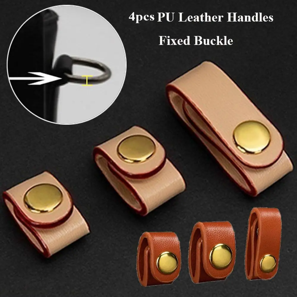 

4pcs 2Colors Leather Handles New 5 Sizes PU Leather Fixed Buckle Bag Strap Outdoor Tool
