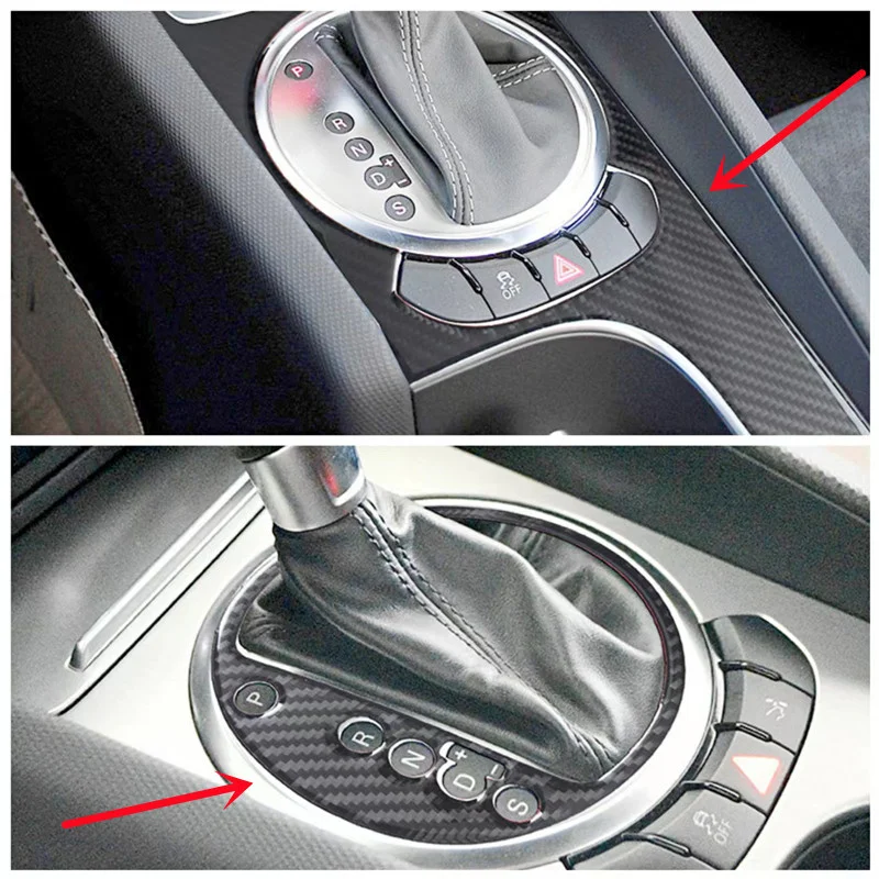 

Carbon Fiber Car Gear Shift Panel Modification Cover Trim Strips Decorative Stickers For Audi TT 08-14 Car Interior Accessories