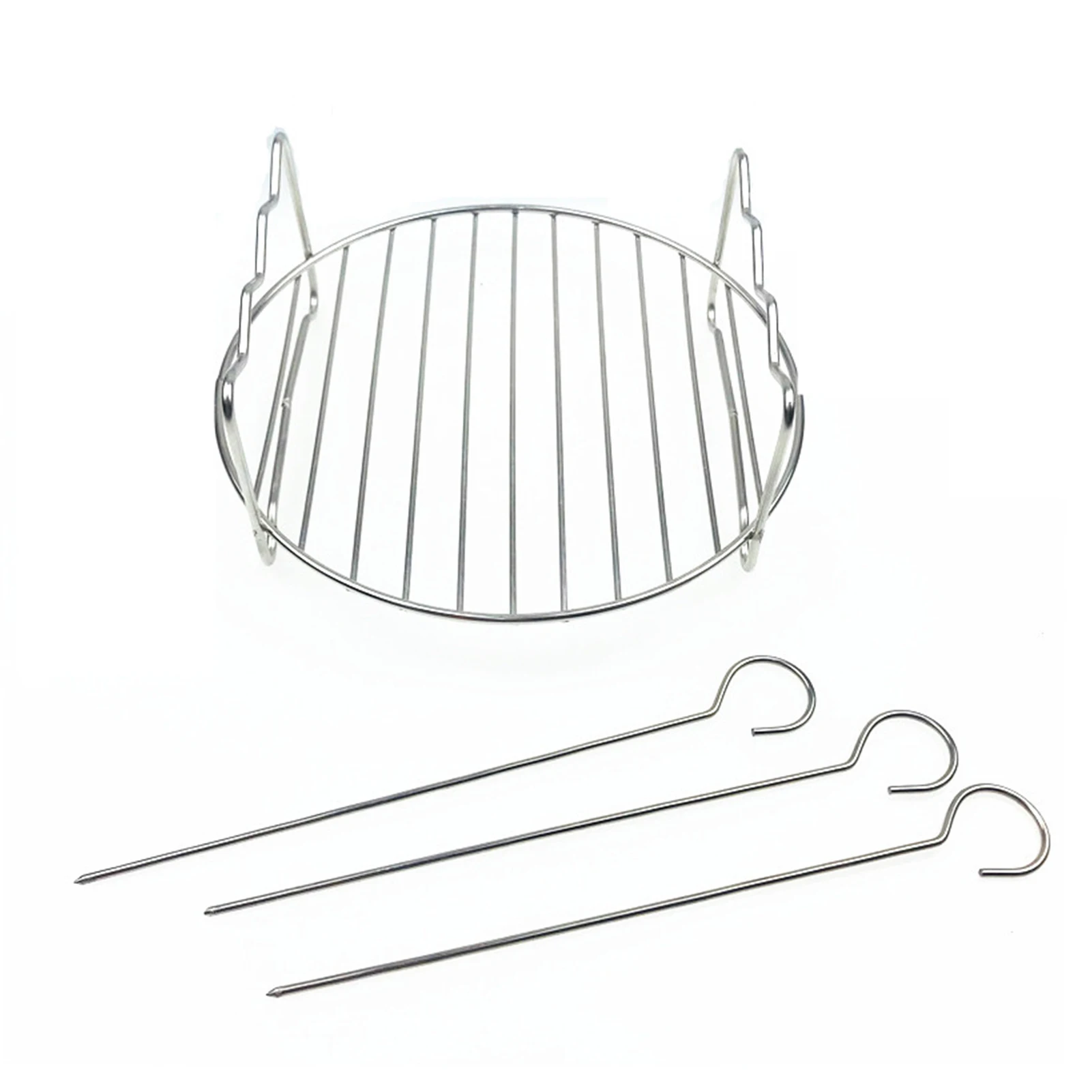 

Air Fryer Double-Layer Grill Double Layer Skewers Baking Non Stick Grill Premiums Hot Accessories Kit For Air Fryer 3-Pin Round