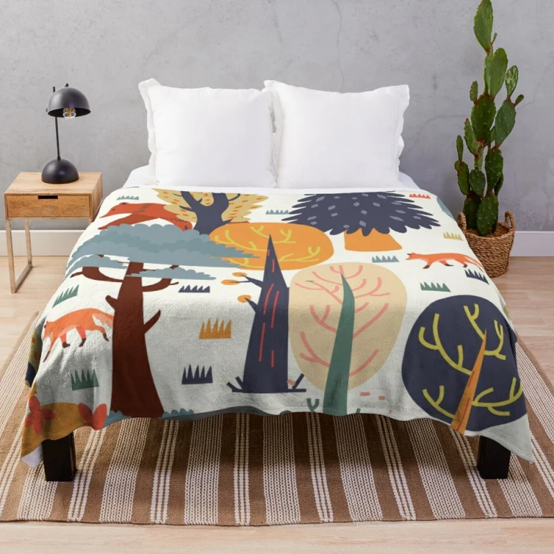 Детское мягкое одеяло с рисунком лесных животных |