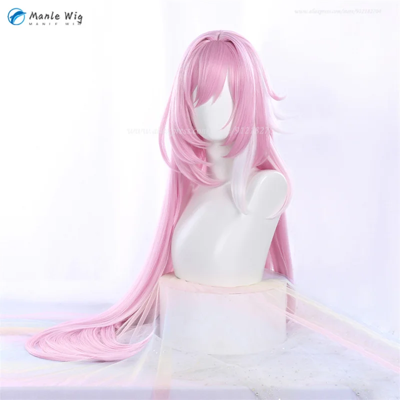 Парик для косплея WigsCosplay Elysia из аниме wigsplay длиной 110 см с розовыми и белыми краями