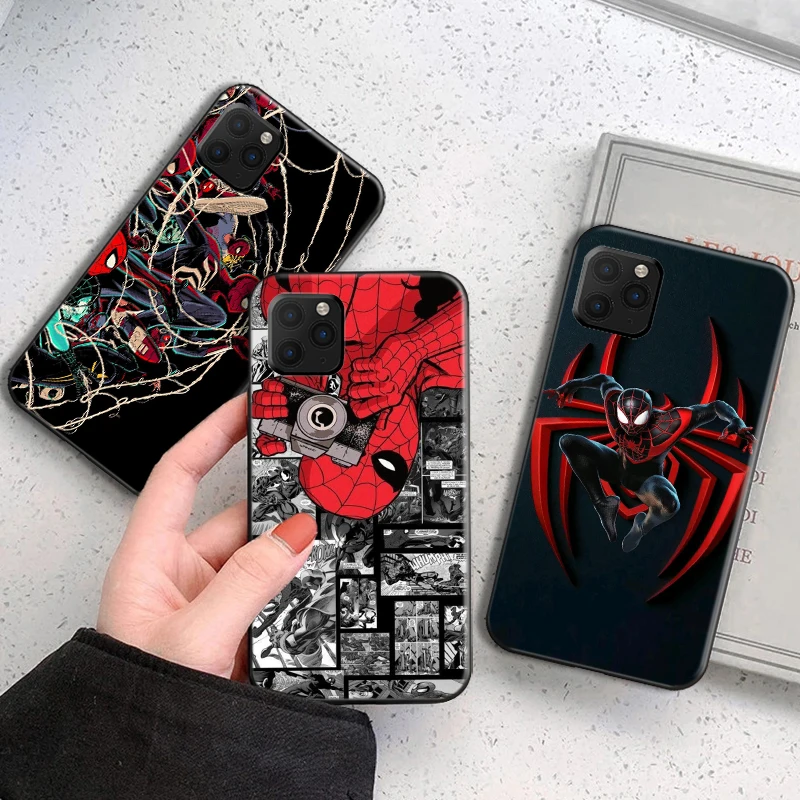 

MARVEL Spider-Man Phone Case For Funda iPhone 13 11 Pro Max 12 Mini X XR XS Max SE 2020 Coque Celular Etui Carcasa
