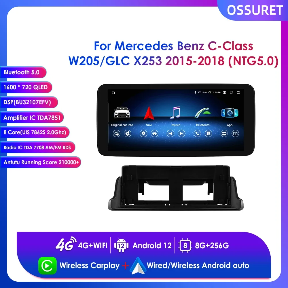 10 33 &quotQLED экран беспроводной Carplay для Mercedes Benz C-Class W205/GLC X253 2015- 2018 NTG 5 0 Android